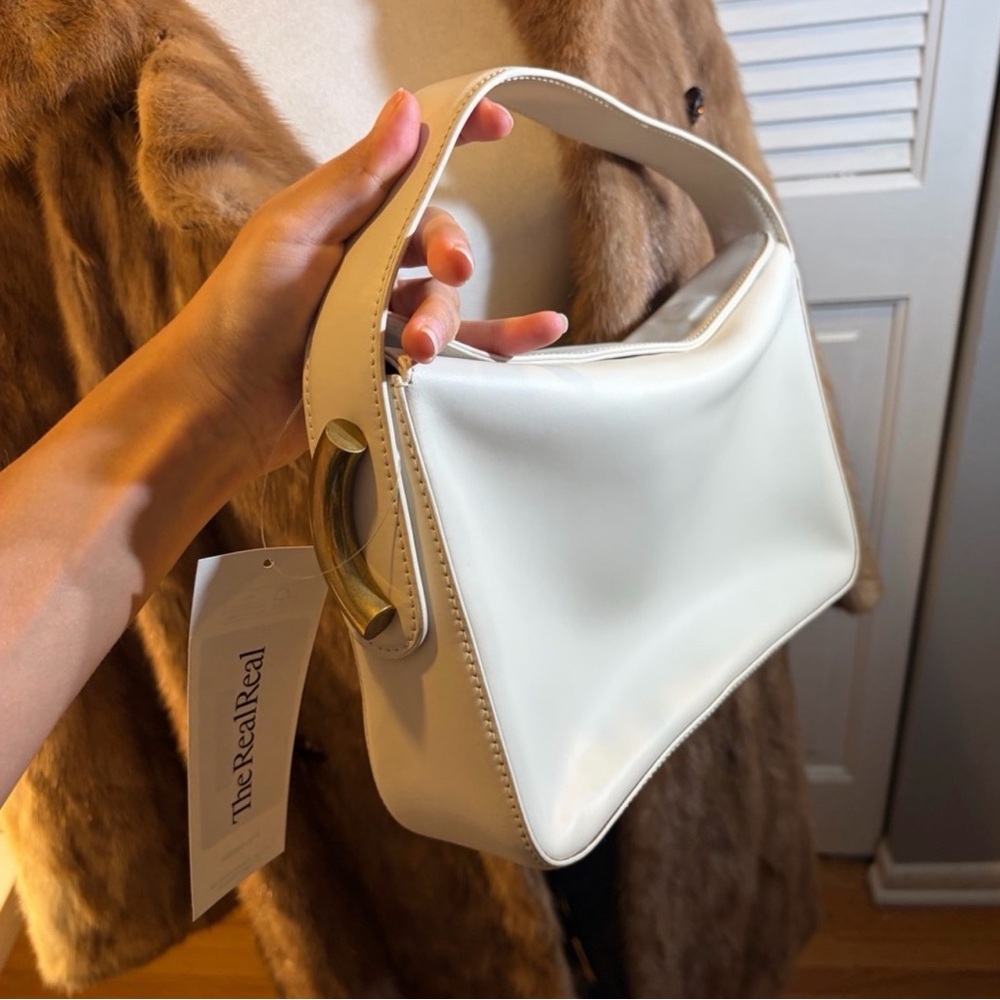 Cream Shoulder Bag with Gold Accent Little Liffner